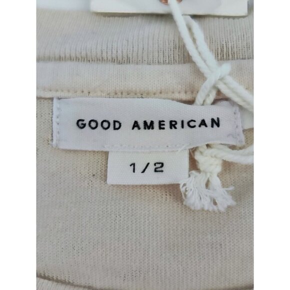 Good American Women's Bone Garment Dye Long Sleeve Crew Tee Size 1/2 - Picture 3 of 10